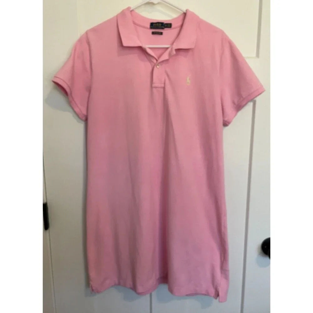 POLO RALPH LAUREN Girls DRESS Short Sleeves PINK Mesh Mini Size XL
